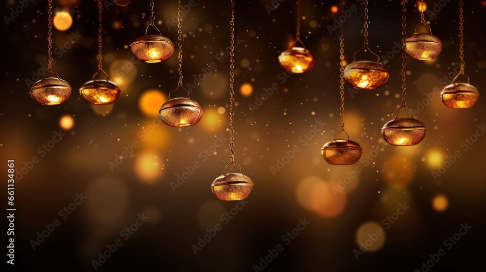 Happy diwali background with hanging diya Happy diwali background with hanging diya