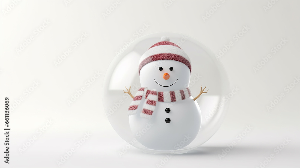 Snowman inside a glass ball on a white background. Isolated Snowman inside a glass ball on a white background. Isolated