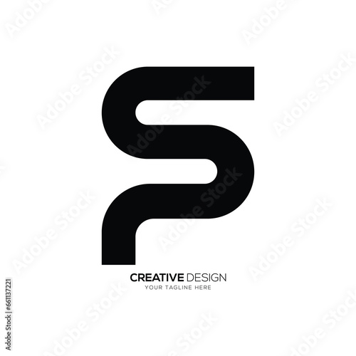 Letter Sp or Ps initial modern unique shapes alphabet abstract typography monogram logo