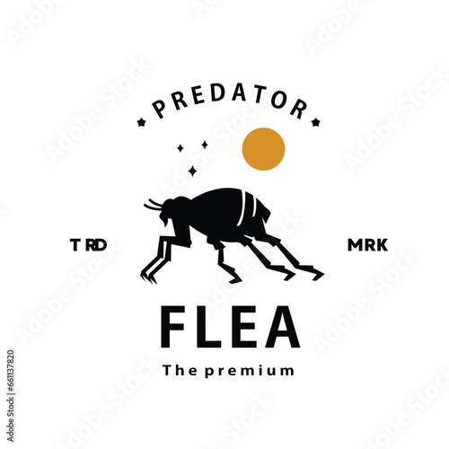 vintage retro hipster flea logo vector silhouette art icon