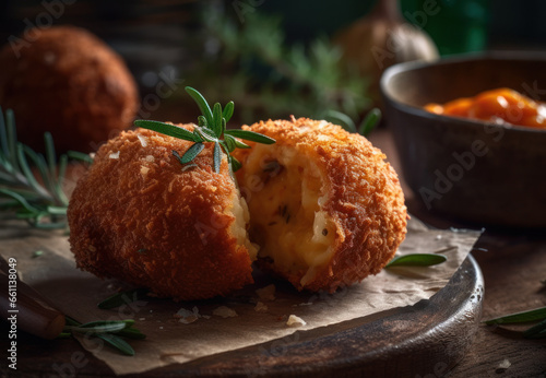 Arancini in a rustic kitchen photo