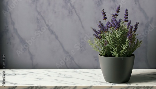  Beautiful mix flowers Vase pot in Marble Table. New product presentation Concept photo