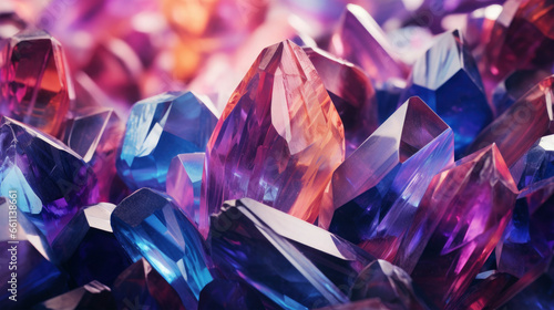 Huge shapes of blue, purple crystal colorful design, background, texture