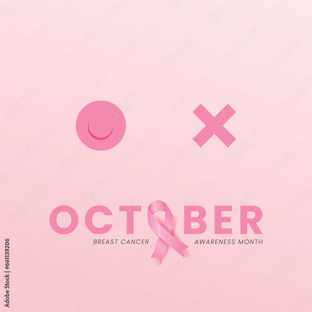 flat breast cancer awareness month with ribbon flat breast cancer awareness month with ribbon