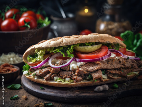 Doner Kebab in a rustic kitchen