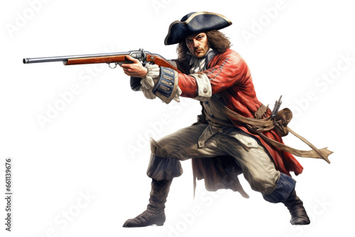 Aiming True with a Musketeer on isolated background