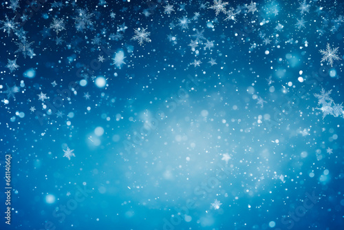 Blue background with snowflakes, winter, christmas , bokeh, copy space. High quality photo