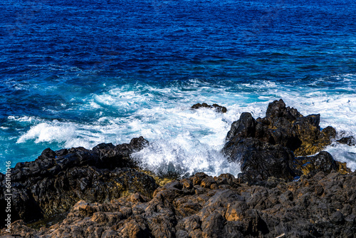 Rocky coast of El Sauzal in Tenerife in Spain landscape of the Canary Islands photo