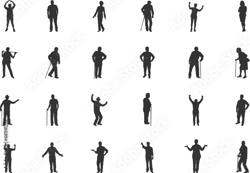 Seniors mature person silhouette, Old man silhouette, Elderly person silhouette, Old people silhouette, Old people vector, Old woman silhouettes