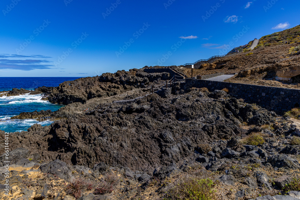 Rocky coast of El Sauzal in Tenerife in Spain landscape of the Canary Islands