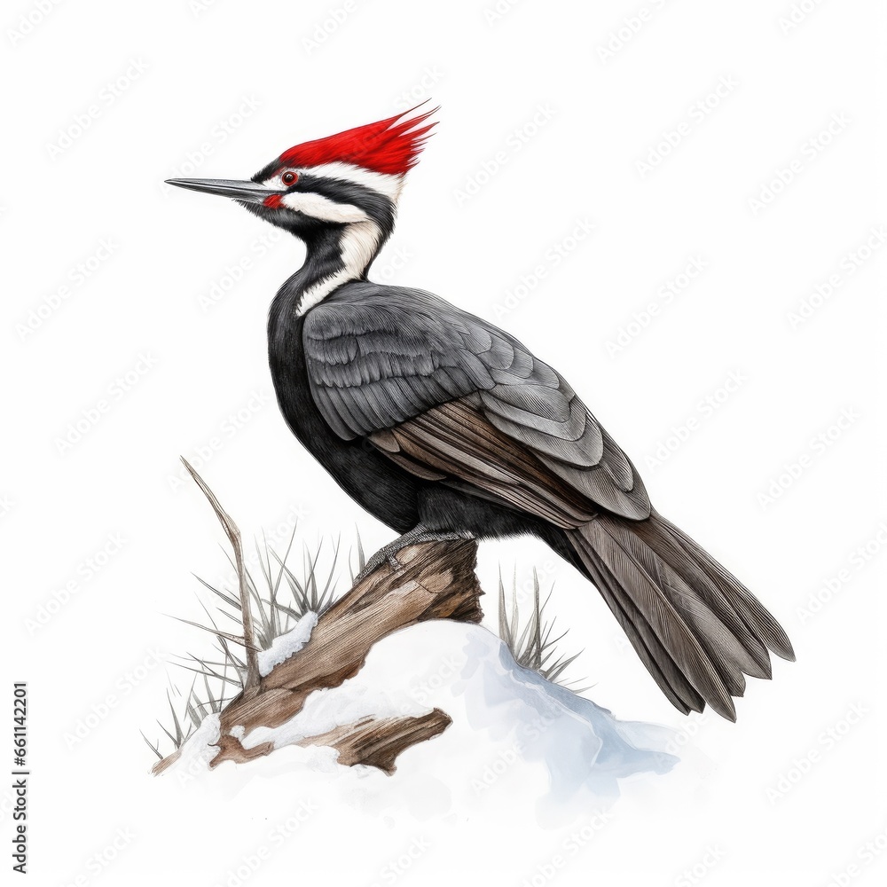 Obraz premium Pileated woodpecker bird isolated on white background.