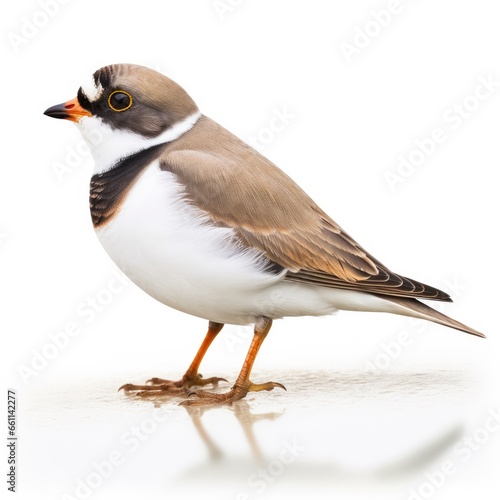 Semipalmated plover bird isolated on white background.