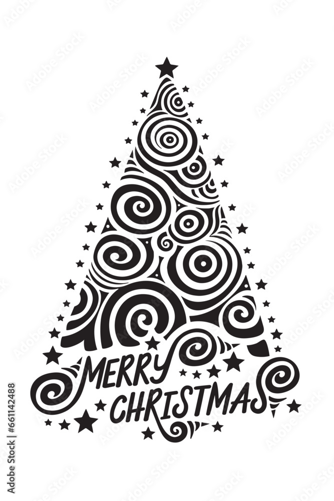 Merry Christmas Lettering Black and White Shape. Logo or symbol template. Perfect for a variety of creative projects, including greeting cards, holiday banners and social posts.