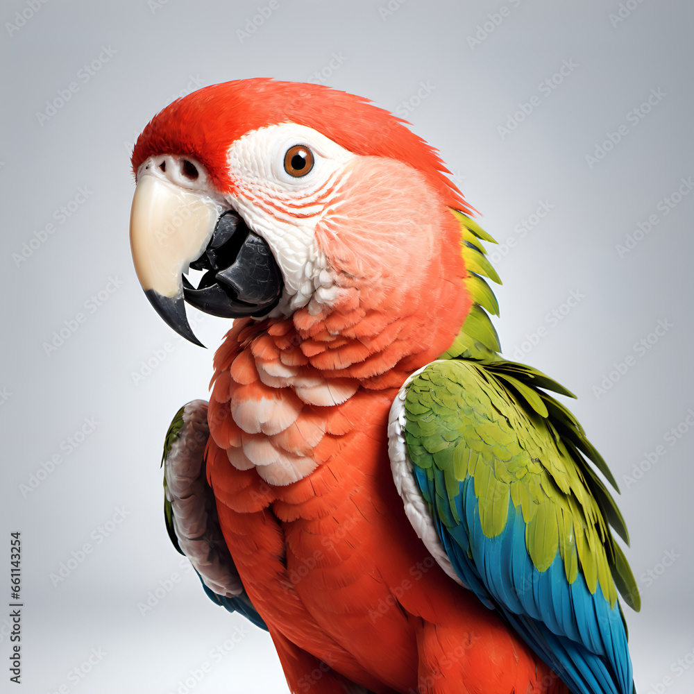 Fototapeta premium Parrot ara on a light background