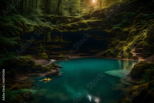 A lake in the forest, Generated using AI © HIFO ARTS
