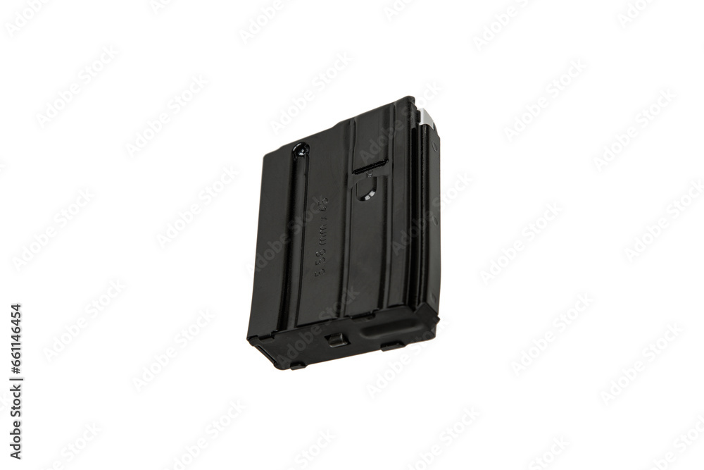 Clip for a rifle or carbine. Ammunition for weapons. Isolate on a white back Clip for a rifle or carbine. Ammunition for weapons. Isolate on a white back
