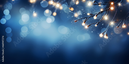 Hintergrund mit Glitter, Lichter, Lichterkette, Funkeln, Sterne in blau, gold und schwarz als bokeh Banner