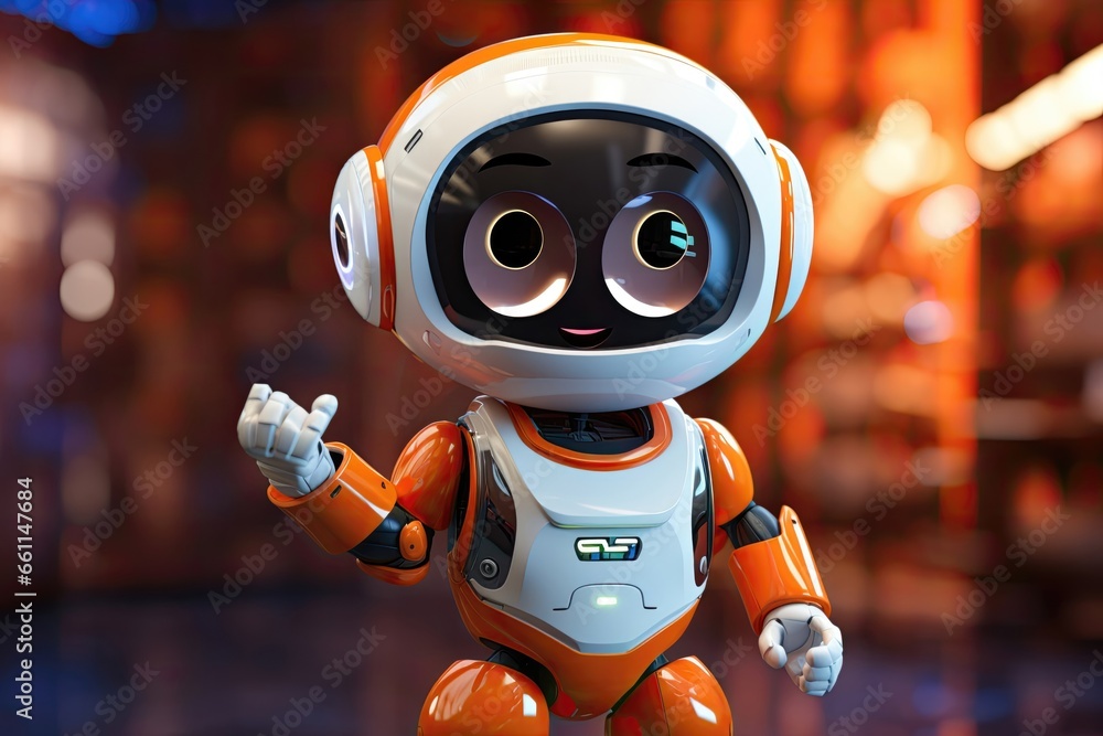 Small white-black-orange robot Small white-black-orange robot