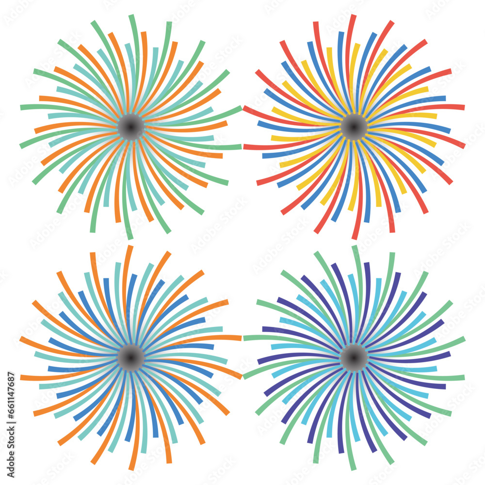 Flat vector illustration cartoon of fireworks explosion. fireworks mascot icon set Flat vector illustration cartoon of fireworks explosion. fireworks mascot icon set