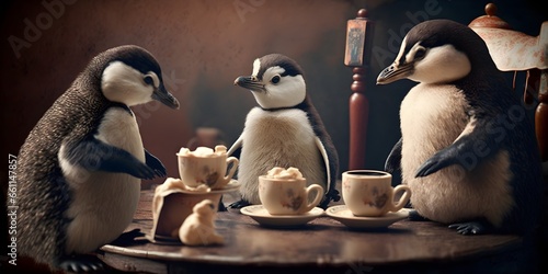 penguins having a tea party  photo