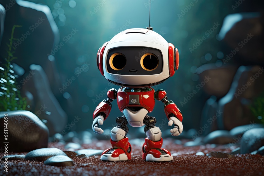 Small red and white robot Small red and white robot