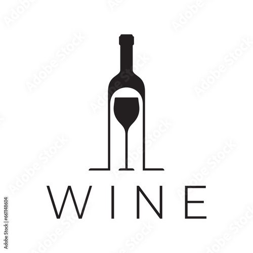 Wine logo with wine glasses and bottles.for night clubs,bars,cafe and wine shops.