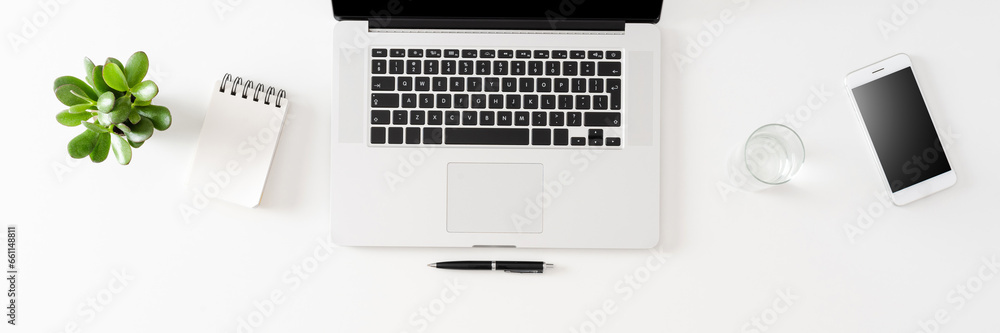 Office desktop with laptop and accessories Office desktop with laptop and accessories