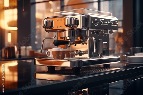 espresso machine in cafe, Generative AI photo