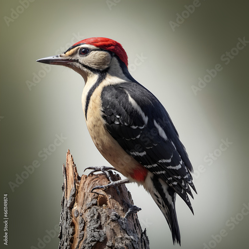 Woodpecker on a light background