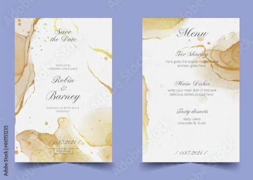 elegant wedding invitation menu template design vector illustration
