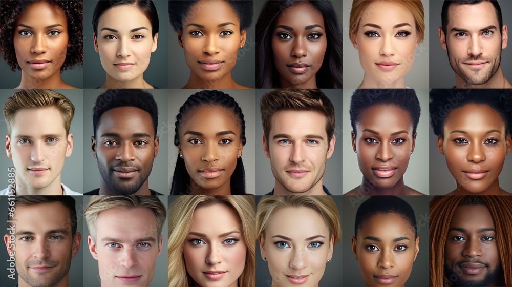 Diverse image: A captivating collage of hundreds of multiracial individuals, smiling and gazing at the camera, exemplifying the beauty of multicultural society and inclusivity Diverse image: A captivating collage of hundreds of multiracial individuals, smiling and gazing at the camera, exemplifying the beauty of multicultural society and inclusivity