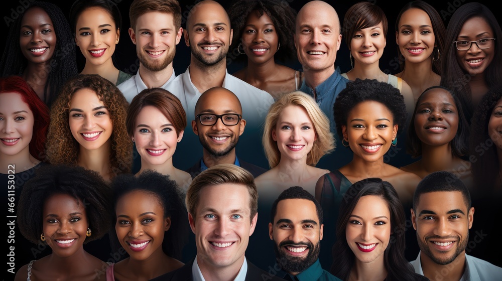 Diverse image: A captivating collage of hundreds of multiracial individuals, smiling and gazing at the camera, exemplifying the beauty of multicultural society and inclusivity Diverse image: A captivating collage of hundreds of multiracial individuals, smiling and gazing at the camera, exemplifying the beauty of multicultural society and inclusivity