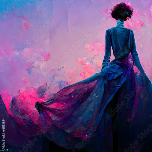 modern magazine style magic fantasy fashion beauty feminine fashion glamour color range pink blue indigo purple octan rendering ar 169 