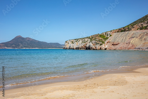 beautiful white cliff, beach and sea, Sardinia, Italy