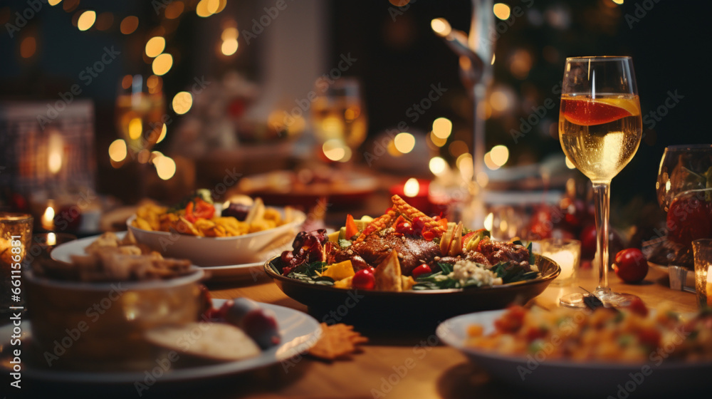 christmas dinner table setting, generative ai