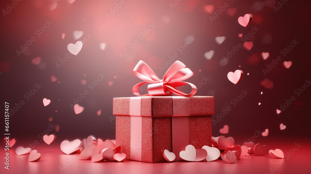 Valentine, day gift box beautiful of love concept