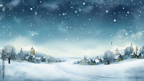Christmas background, hamlet, village, little town, snow night, jingle bells