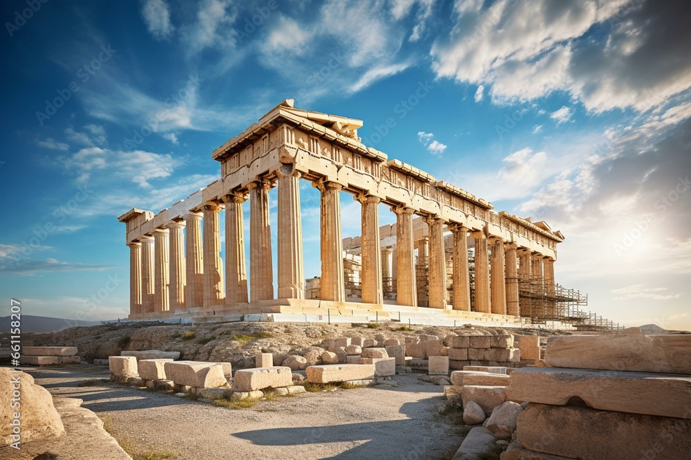 The Parthenon temple, Athens, Greece. Generative AI - obrazy, fototapety, plakaty 