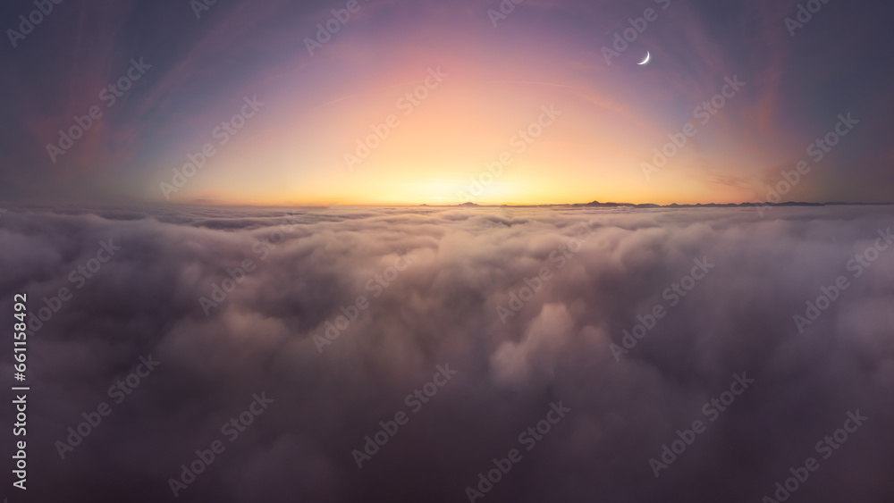 White thick and soft clouds floating during sunset