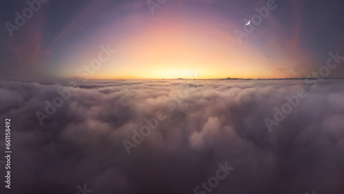 White thick and soft clouds floating during sunset photo