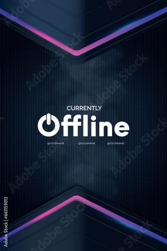 offline twitch banner with 3d background vector design illustration