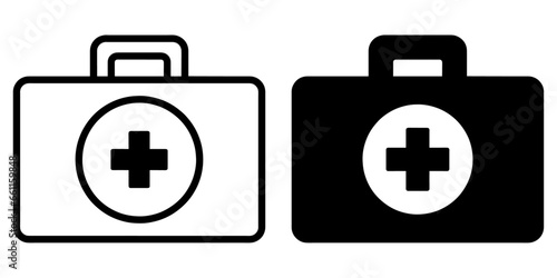 ofvs479 OutlineFilledVectorSign ofvs - first aid kit vector icon . medical care bag sign . isolated transparent . black outline and filled version . AI 10 / EPS 10 / PNG . g11822
