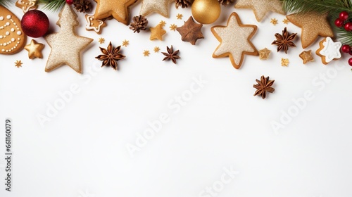 festive christmas assortment with copy space, white background, generative ai