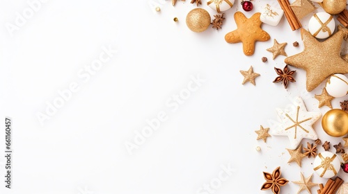festive christmas assortment with copy space, white background, generative ai