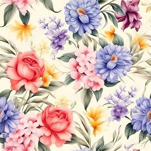 watercolor seamless floral pattern  seamless design floral pattern design for your card  fabric or stationery  in the style of realistic usage of light and color