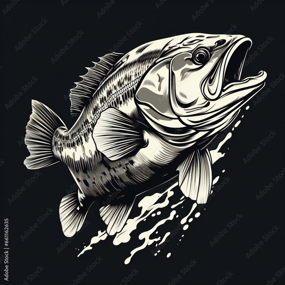 a large mouth bass fish jumping out of the water - obrazy, fototapety, plakaty 