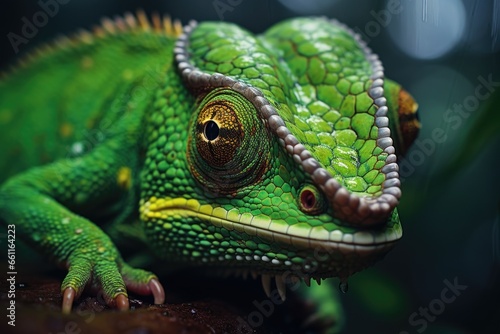 An intimate view of the chameleon s intense stare up close