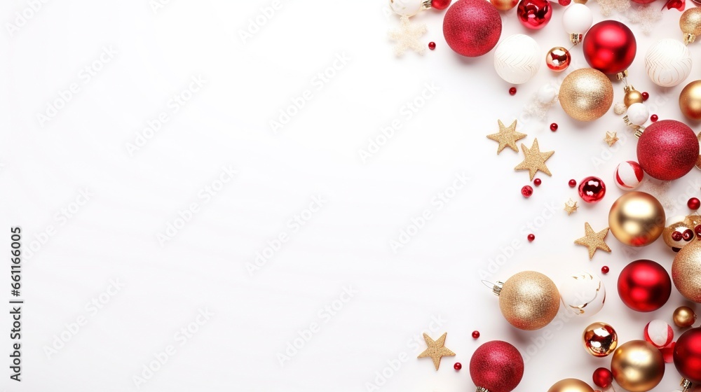festive christmas assortment with copy space, white background, generative ai festive christmas assortment with copy space, white background, generative ai