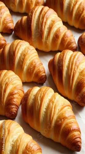 croissants on a white table, fresh croissant on a table, delicious croissants on the plate in the restaurant, croissants in plate on the table