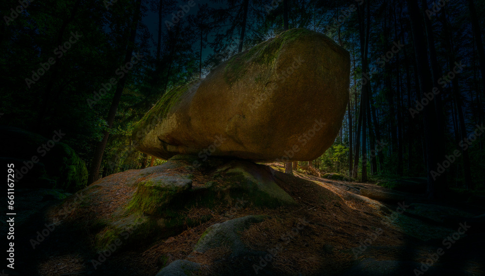 mythical stone giants and viklas and granit rockformation in Blockheide, natural reserve near Gmünd, Austria mythical stone giants and viklas and granit rockformation in Blockheide, natural reserve near Gmünd, Austria